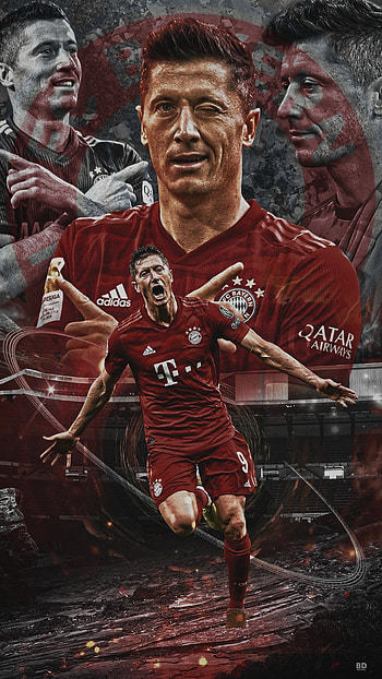 Lewandowski09, red, munich, bayern HD phone wallpaper