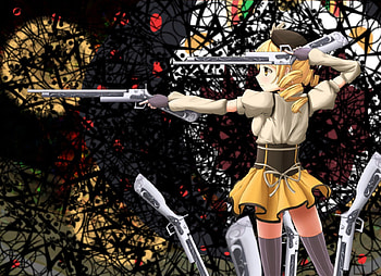 Target Practice, blonde, anime, guns, girl, dress HD wallpaper