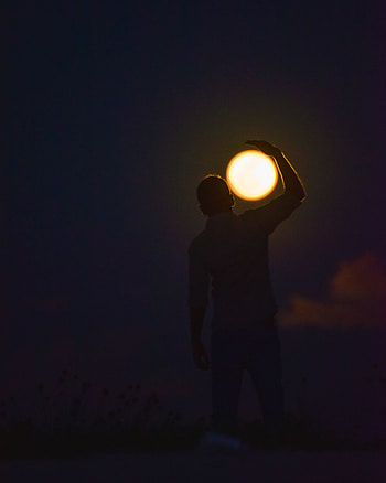 Moon, Dark, Silhouette, Human, Person, Illusion HD phone wallpaper