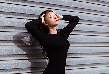 Black dress, pretty, girl model HD wallpaper