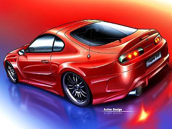 Toyota Supra ACT, blue, car, red HD wallpaper