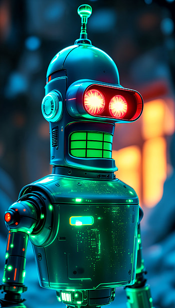Bender’s Neon World: Futurama , futuristic, Sci Fi, technology HD phone wallpaper
