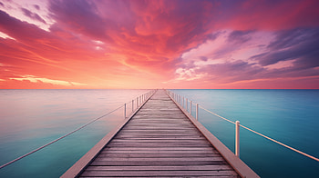 Serenity Pier at Sunset - Ocean, man made, pier HD wallpaper