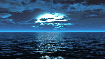 Nature, Sea, Night, Shine, Light, Smooth, Surface, Calm HD wallpaper