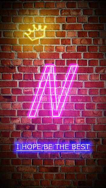 Iniciales, diseño, letras, luces led, corona, ladrillo HD phone wallpaper