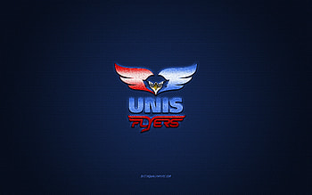 UNIS Flyers, Dutch hockey club, blue logo, blue carbon fiber background, BeNe League, hockey, Heerenveen, Netherlands, UNIS Flyers logo HD wallpaper
