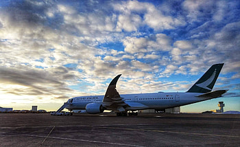 Cathay Pacific, Airbus A350-900, Diverted to Keflavk BIkf HD wallpaper
