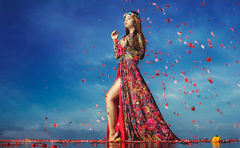 Fashion Model, fashion, model, flowers, woman HD wallpaper