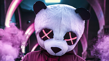 Panda with neon eyes, resolution, Unique , Mesmerizing gaze HD wallpaper