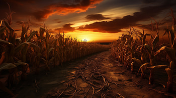 Cornstalk at Sunset, cornstalk, sunset HD wallpaper