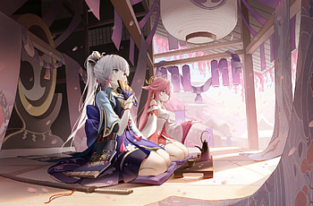 Genshin Impact, Yae Miko, Guuji, Background HD wallpaper