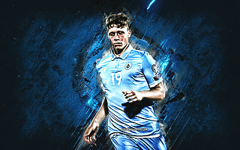 Nicola Nanni, San Marino National Football Team, blue stone background, grunge art, San Marino footballer, San Marino, football HD wallpaper