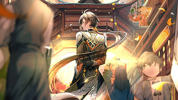 Zhongli Glitter Glare Light Background Genshin Impact HD wallpaper