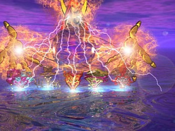 electrofire godish!, god of electricity, purple, god of fire, electricity, water, fire, wave HD wallpaper