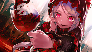 Shalltear Bloodfallen with blood wine, Shalltear Bloodfallen, vampire, Anime, Overlord HD wallpaper