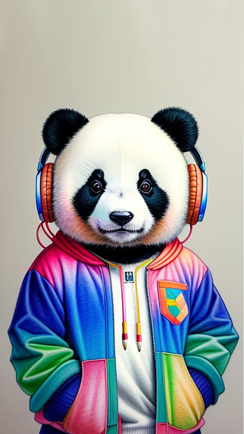 Urban panda, AI Art, bear HD phone wallpaper