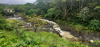 Rainbow Falls and Boiling Pots, Wailuku River (Big Island Hawaii), Hawaii, Islands, Trees, Wailuku, Water, Waterfall, Rainbow, River, Boiling HD wallpaper