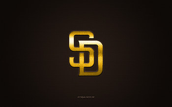 San Diego Padres emblem, American baseball club, yellow logo, brown carbon fiber background, MLB, San Diego Padres Insignia, baseball, San Diego, USA, San Diego Padres HD wallpaper