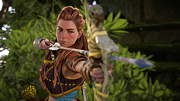 Aloy aims with the bow, Horizon Forbidden West, Aloy (Horizon Series), PlayStation 5 HD wallpaper