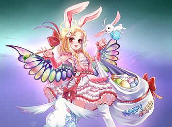 Happy Easter, egg, cute, dress, beauty, nice, wing, , adorable, female, rabbit, wings, sweet, girl, beautiful, bunny, kawaii, anime girl, anime, pretty, ears, easter, lovely HD wallpaper