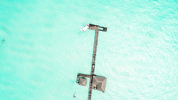 Aerial view, cottage, sea, holiday HD wallpaper