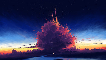 Rocket, Sky, Artistic, Cloud HD wallpaper