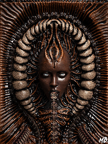 H.R. Giger, Surreal biomechanical art, Dark and haunting, Alien aesthetic HD phone wallpaper