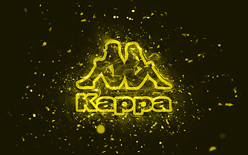 Kappa yellow logo, , yellow neon lights, creative, yellow abstract background, Kappa logo, brands, Kappa HD wallpaper