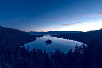 Lake Tahoe, nature, night, lake, tree HD wallpaper