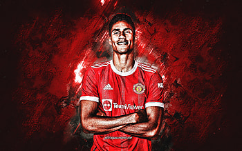 Raphael Varane, Manchester United FC, portrait, red stone background, football, Premier League, England, Varane Manchester United HD wallpaper