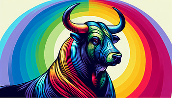 Colorful Bull Art, bull, colorful, artistic, rainbow, illustration HD wallpaper
