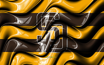San Diego Padres flag, , yellow and brown 3D waves, MLB, american baseball team, San Diego Padres logo, baseball, San Diego Padres HD wallpaper