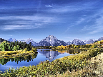 Lake View, trees, sky, lake, mountain HD wallpaper