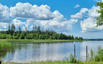 Lake Usma in Latvia, clouds, Latvia, nature, lake HD wallpaper