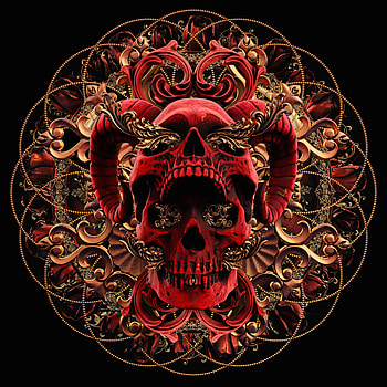 Red skull, abstract, art HD phone wallpaper