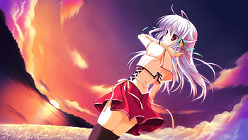 Neithright Heithlover, anime girl, neithright, school uniform, school girl, sunset, marginal skip HD wallpaper