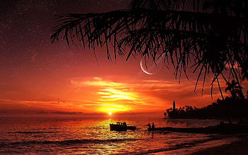 Landscape, Sunset, Sea HD wallpaper