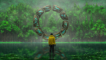 Rain Forest Gate, forest, artist, artwork, digital-art, deviantart HD wallpaper