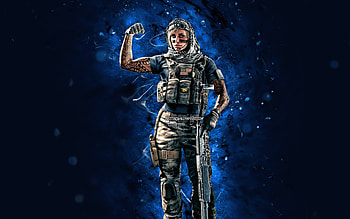 Valkyrie, , blue neon lights, Tom Clancys Rainbow Six, Rainbow Six Siege, Tom Clancys characters, Valkyrie Rainbow Six HD wallpaper