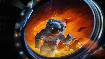 Spacewalk, astronaut, art HD wallpaper
