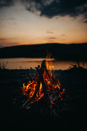 Fire, Bonfire, Twilight, Dark, Flame, Dusk HD phone wallpaper
