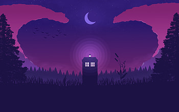 Minimal, night, booth, outdoor HD wallpaper