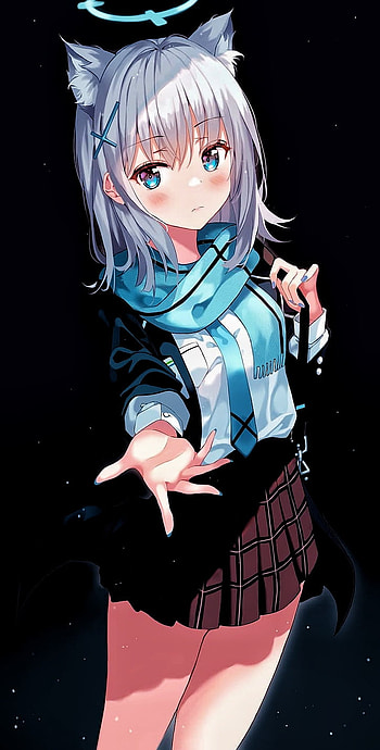 Shiroko, eye, tartan HD phone wallpaper