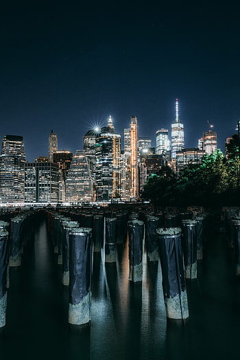 Cities, Rivers, Architecture, Building, Lights, Night City HD phone wallpaper