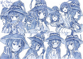 Drawing, Megumin (Konosuba), Anime, Konosuba God’S Blessing On This Wonderful World!!, Blush, Hat HD wallpaper
