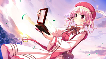 Anime, Girl, Pretty, Cute, Mirror, Beret HD wallpaper