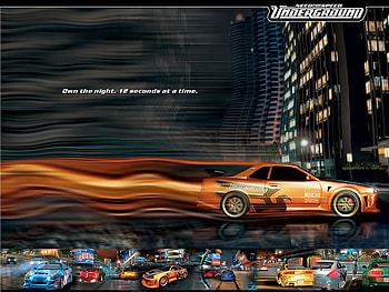 Need For Speed Underground flying car, racing, car, game need for speed carbon, over the city, 3d, abstract, yellow, fast, game, fly, stunt HD wallpaper