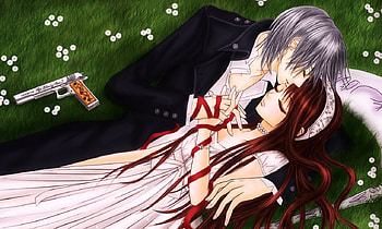 Love U 4ever, nice, couple, short hair, zero, female, handsome, sweet, vampire knight, yuki, ribbon, girl, gray hair, yuuki, grass, anime girl, anime, pretty, brown hair, kiryu zero, romantic, kiss, shite, hair, guy, lovely, silver hair, lover, sublime, dress, long hair, yuuki cross, beauty, gun, male, divine, pistol, beautiful, romance, zero kiryu, boy, field, hug, love, weapon, gown HD wallpaper