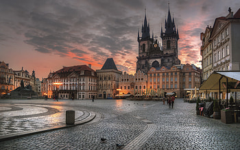 Czechia (Czech Republic), Prague capital, Colorful baroque buildings, Medieval astronomical clock HD wallpaper