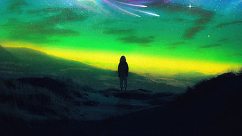 Cosmic Girl, aurora, northern-lights, cosmos, artist, artwork, digital-art HD wallpaper